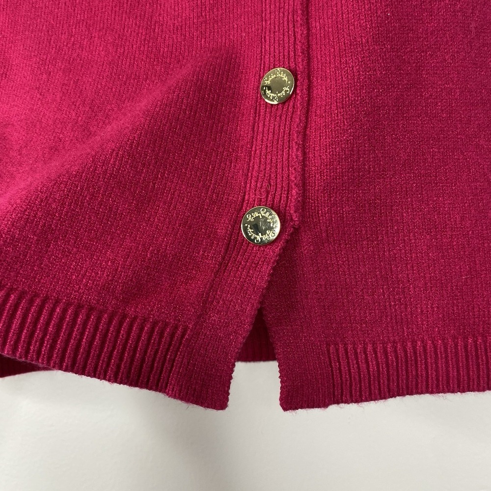 Lilly Pulitzer Lizona Sweater Knit‎ Pencil Skirt Sz Medium Poinsettia Red Button - Picture 5 of 13